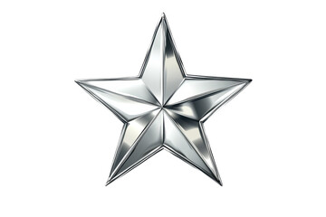 Obraz premium Silver star design isolated on transparent background, showcasing its sleek edges and shiny surface ideal for decorative uses and digital applications