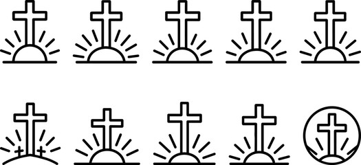 Cross symbol. Three crosses. Calvary. Vector.	