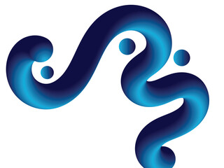 Gradient abstract colored shape. 3d wavy fluid line and curved ribbon