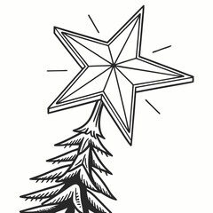 Black and white Christmas tree top star holiday celebration