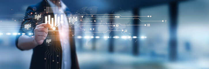 Businessman hand hold data science, predictive analytics, machine learning models, big data insights, data mining, AI algorithms, statistical analysis, visualization tools, decision intelligence