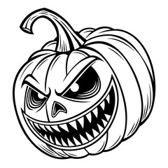Black and white scary jack o lantern face halloween 3