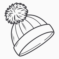 Black and white winter beanie hat with pom beanie hat icon