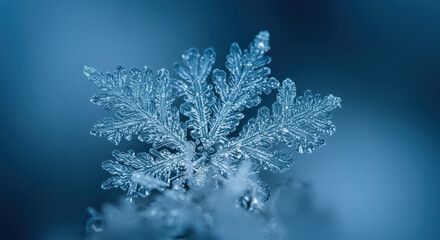 Detailed Snowflake Structure Resting on Snow