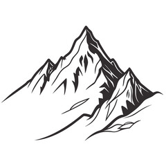 Black line art mountain range graphic mountains peak