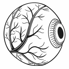 Black outline eyeball with vein pattern graphic anatomy