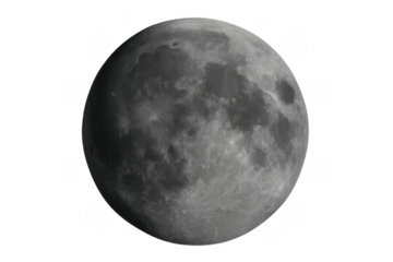 Moon sphere with visible craters on transparent background