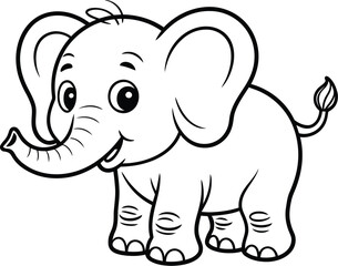 Obraz premium Coloring page of cute baby elephant outline vector drawing