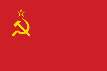 Soviet Union flag with hammer and sickle symbol. Vector illustration.