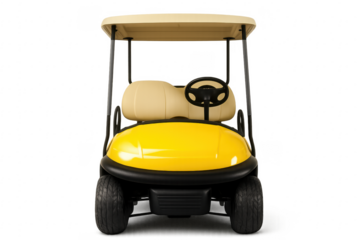 Yellow golf cart for comfortable course transport