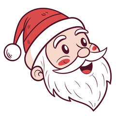 Cartoon Santa Claus face with red hat and white beard