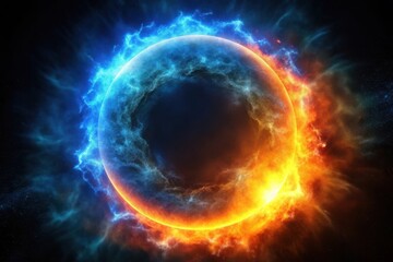 Obraz premium Fiery ring of blue and orange energy