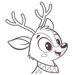 Cute reindeer face illustration with antlers animal