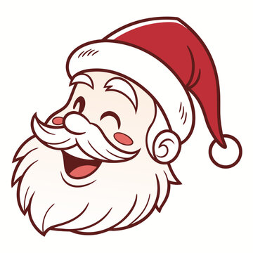 Cute Santa Claus face emoji style cartoon