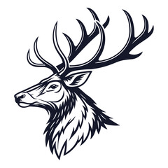 Dark blue reindeer head silhouette with large antlers 2