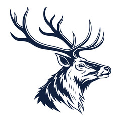 Dark blue reindeer head silhouette with large antlers 4