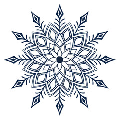 Dark blue snowflake mandala geometric pattern symmetrical 1