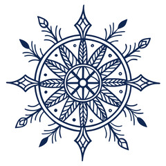 Dark blue snowflake mandala geometric pattern symmetrical 2
