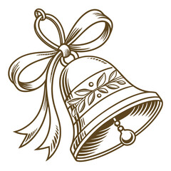 Golden Tone Sleigh Bell with Ribbon brown