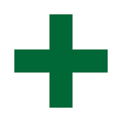 Green Plus Icon. Green Cross Sign, Plus Symbol Medical Logo Icon.