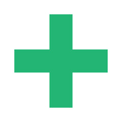 Obraz premium Green Plus Icon. Green Cross Sign, Plus Symbol Medical Logo Icon.