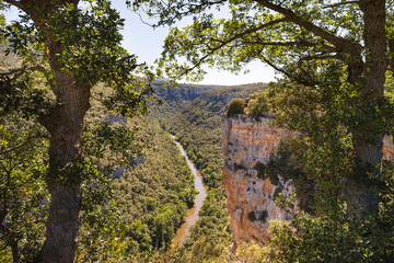 View of the Ebro River in Pesquera de Ebro, viewpoint of the Ebro canyons, Burgos
