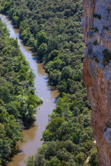 View of the Ebro River in Pesquera de Ebro, viewpoint of the Ebro canyons, Burgos