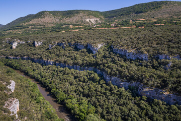 View of the Ebro River in Pesquera de Ebro, viewpoint of the Ebro canyons, Burgos