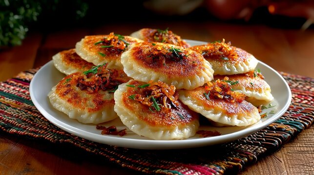 Preparaci&oacute;n de pierogi caseros rellenos de chucrut y champi&ntilde;ones en una mesa acogedora