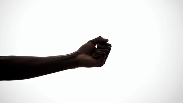 Silhouette of a Hand Reaching Upward Against a Bright White Background Demonstrating Openness