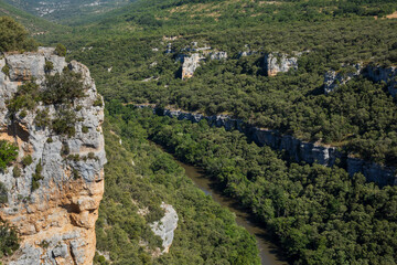 View of the Ebro River in Pesquera de Ebro, viewpoint of the Ebro canyons, Burgos
