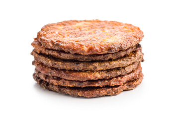 Fried potato pancakes isolated on white background.