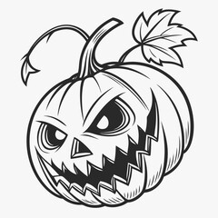 Black and white scary jack o lantern face halloween