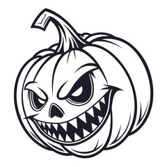 Black and white scary jack o lantern face pumpkin halloween