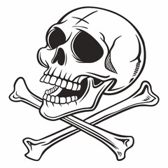 Black and white skull and crossbones graphic pirate