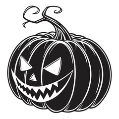 Black pumpkin silhouette with carved spooky face jack o lantern