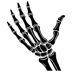 Black skeleton hand white background skeleton hand icon 2