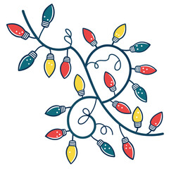 Christmas lights string red yellow teal bulbs string lights