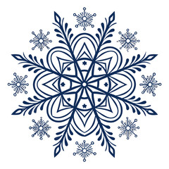 Dark blue snowflake mandala pattern winter christmas
