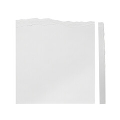 A single torn white paper edge with a rough ripped texture isolated on transparent background