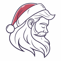 Minimalist Santa Claus beard and hat christmas holiday