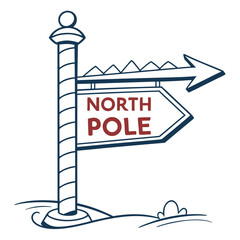 North Pole signpost with arrow graphic illustration