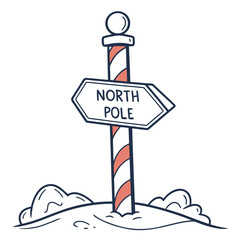 North Pole signpost with arrow illustration Christmas