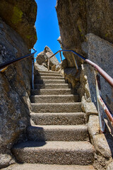 Stone Stairway and Granite Rocks on Moro Rock Trail Sequoia National Park