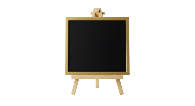 Black Chalkboard on Wood Easel displays a clean surface. Perfect for menu boards, presentations, or product staging.