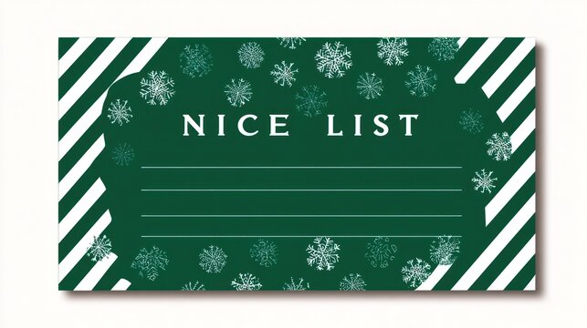 A nice list card with snowflakes isolated on white background