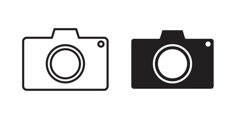Camera Icon. Vector illustration with stroke and fill on a white background.