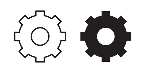 Gear Icon. Setting icon. Gray gear wheel icons. Vector illustration with stroke and fill on a white background.