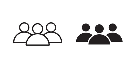 Group Icon. Vector illustration with stroke and fill on a white background.