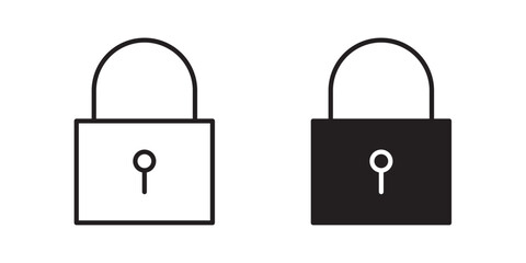 Lock Icon. Icon for the site. Vector illustration with stroke and fill on a white background.